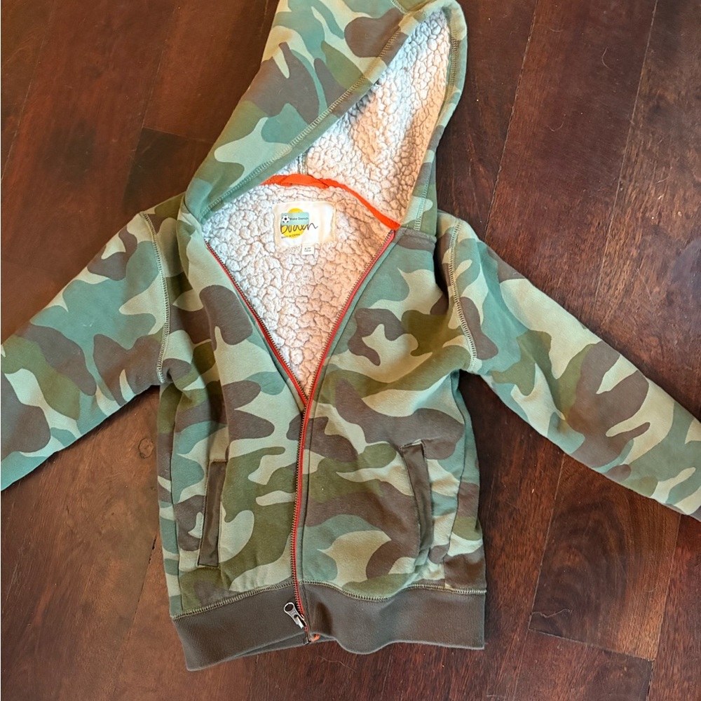 Mini Boden Green Camouflage Hoodie